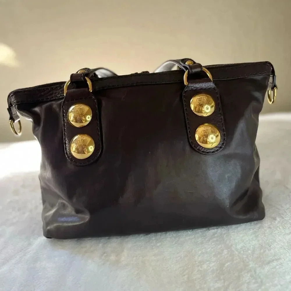 Gucci Babouska Heart GG Chocolate Brown Leather Tote Bag Gold Hardware - Picture 8 of 14